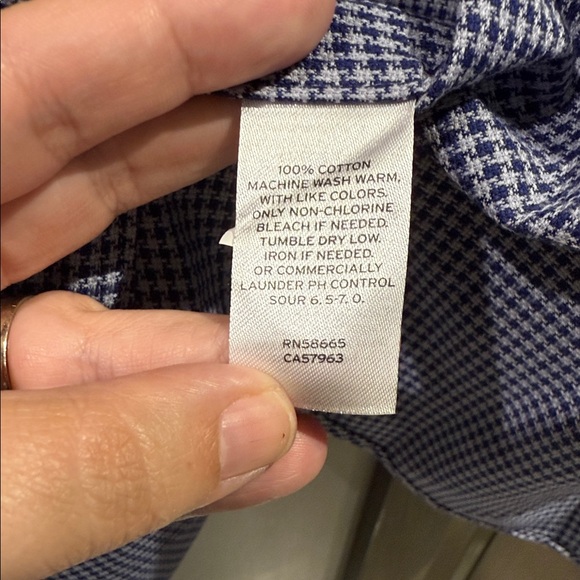 Nordstrom Men's Navy Checkered Button Down Shirt - Picture 6 of 7